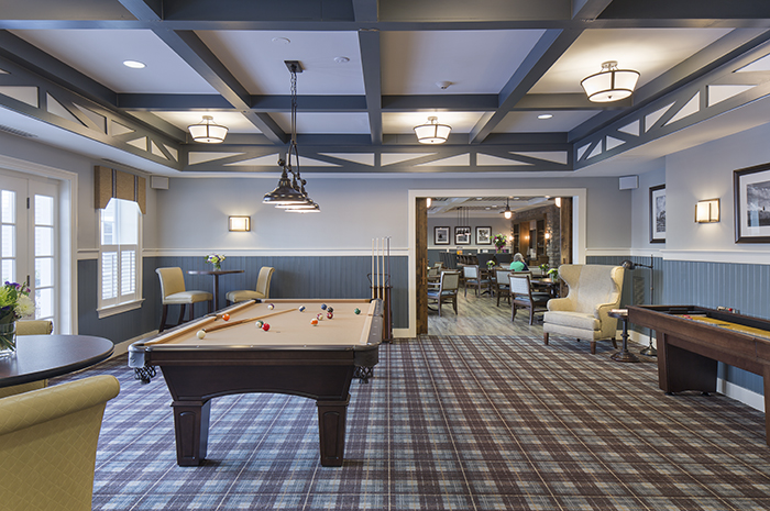 Brightview Warren Pub Area with Pool Table - New Jersey Senior Living