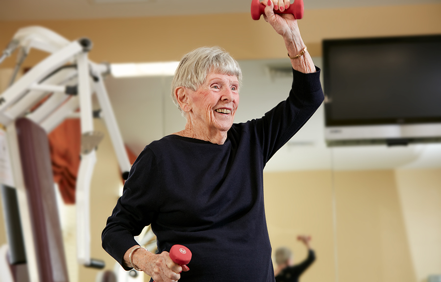 Brightview Senior Living Resident Lifting Weights