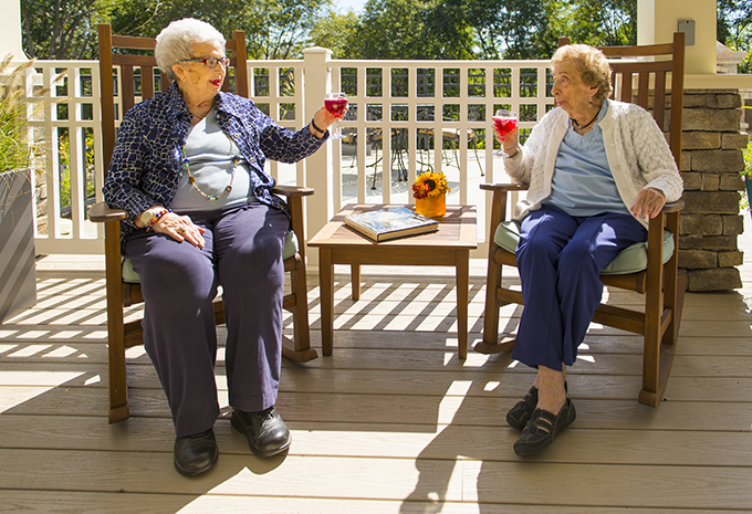 Brightview Assisted Living Residents Toasting on Patio