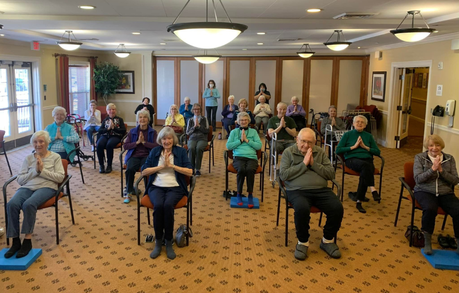 Brightview residents yoga